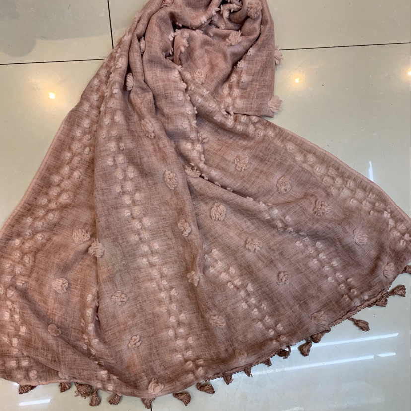 Large and small fluffy ball scarf tassels