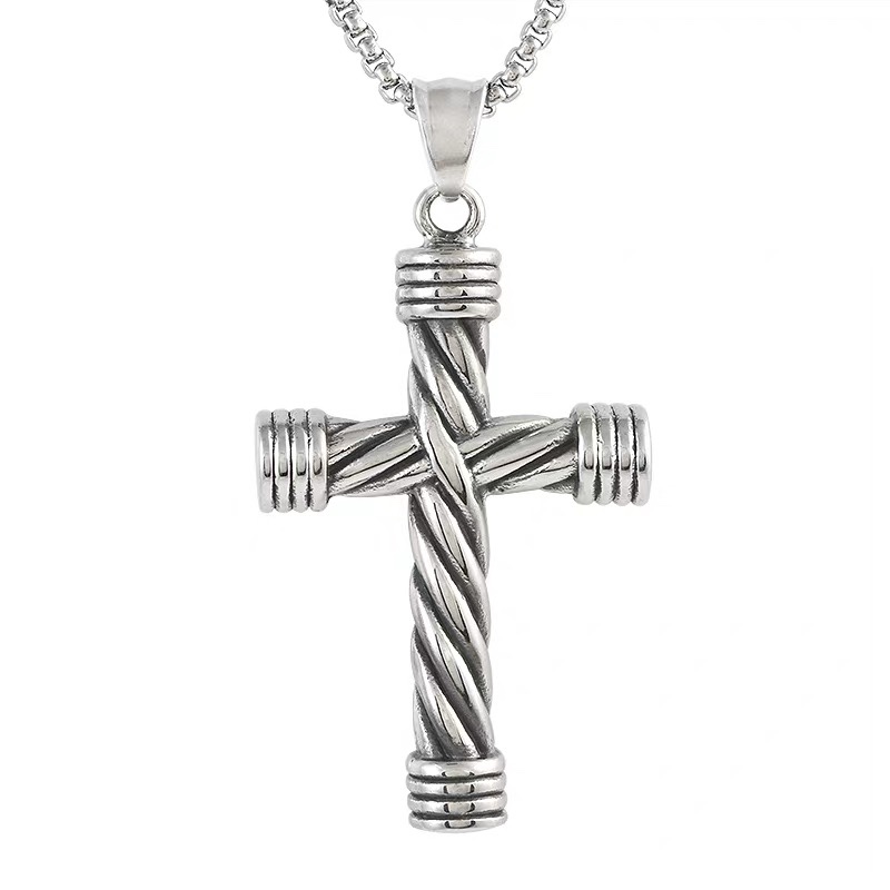 Romantic style titanium steel creative and personalized cross pendant necklace for men, trendy and fashionable men's accessories details Picture