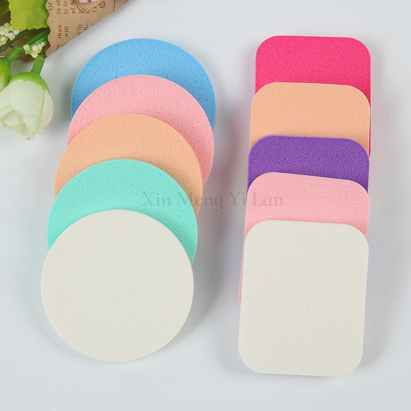 10 pieces of high-quality, round and square colored cotton pads for makeup Specification image