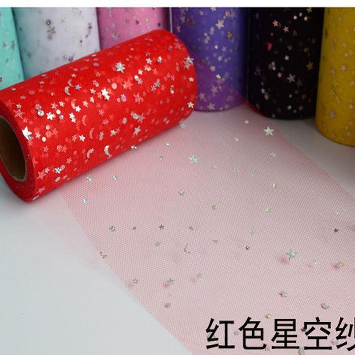 星空纱中硬美国网纱卷星月纱桌裙婚纱网娃娃纱蓬蓬裙甜品台装饰纱详情图7