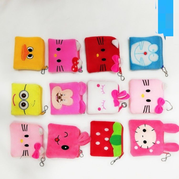 韩版儿童方形可爱卡通零钱包 绒布料钥匙包硬币包小礼品包图
