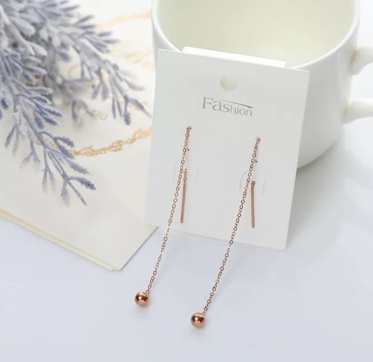 Titanium steel long allergy resistant earrings fashion thread tassel earrings plated with 18K rose gold stud non - fade spot. Bead stud earring thumbnail
