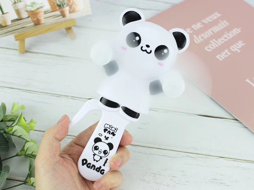 Hot-selling small-sized panda double-head hand pressure fans are selling well at street stalls Item Picture