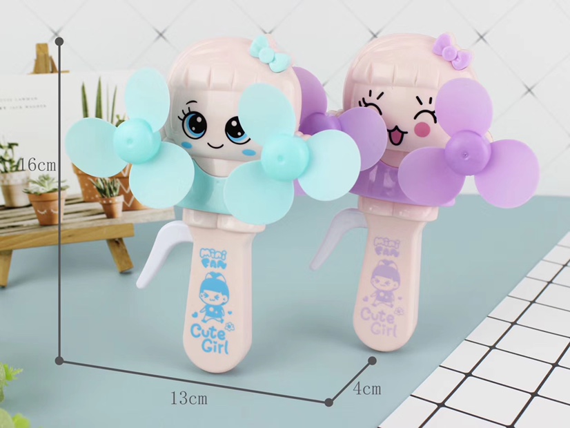 Hot-selling small-sized double-headed cute girl double-headed hand pressure fan, hand-held hand pressure fan is selling well at the street stall undefined