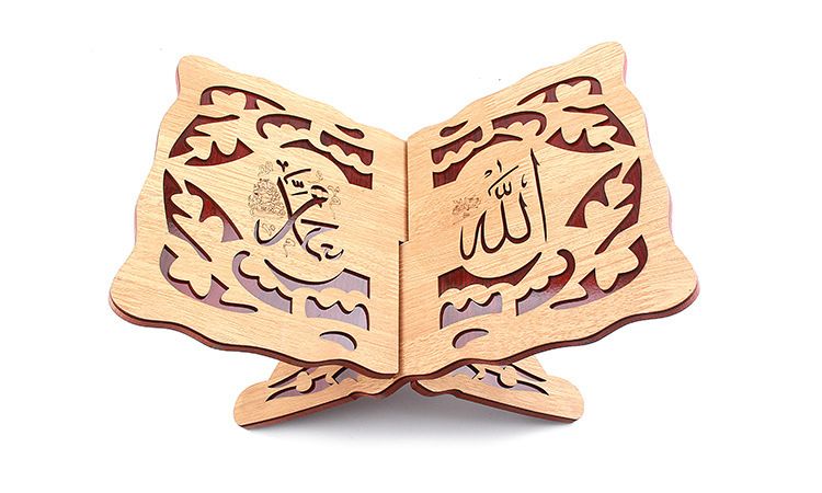 Sj1-030 the factory sells Arabic wooden Koran bookshelves and Muslim Islamic scriptures carved in pine