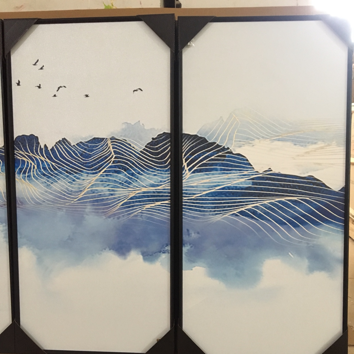 禅意山水新中式风格装饰画客厅挂画民宿组合油画大规格壁挂画