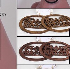 欧美时尚新品复古风情木质耳环几何圆形木头耳饰 气质少女耳饰厂家批发