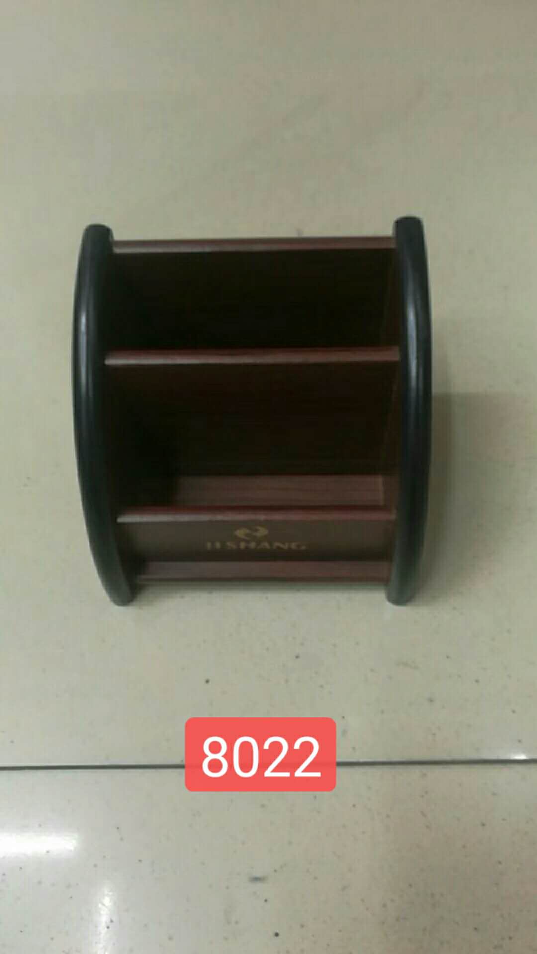 木质笔筒2层红木色名片座 笔插8022 厂家批发办公助手