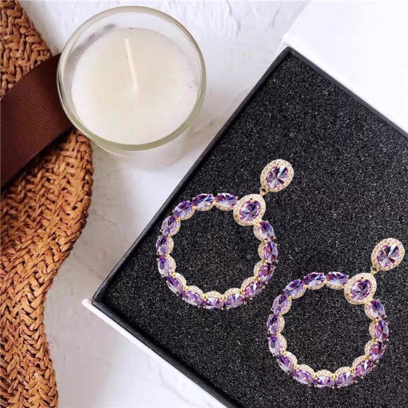 European and American colour zircon earrings