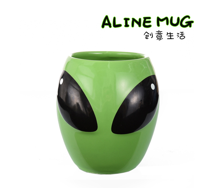 ALIEN外星人陶瓷杯 创意绿色外星人马克杯 神秘外星人陶瓷咖啡杯详情2