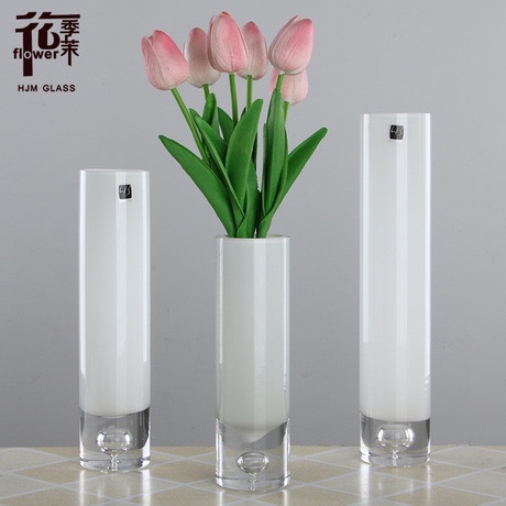 Modern and simple straight-bottomed bubble transparent glass vases, thickened flower arrangements, hydroponic flower vases, decorative table ornaments, factory direct sales and wholesale details Picture