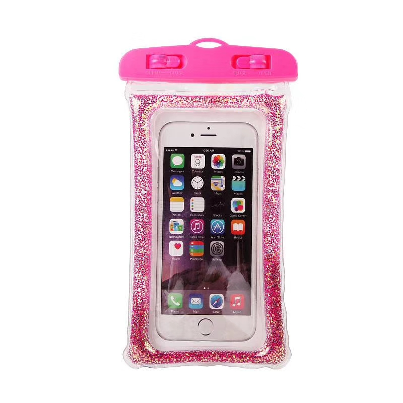 Glitter powder and flowing sand PVC material waterproof bag for mobile phones, waterproof tools for mobile phones undefined
