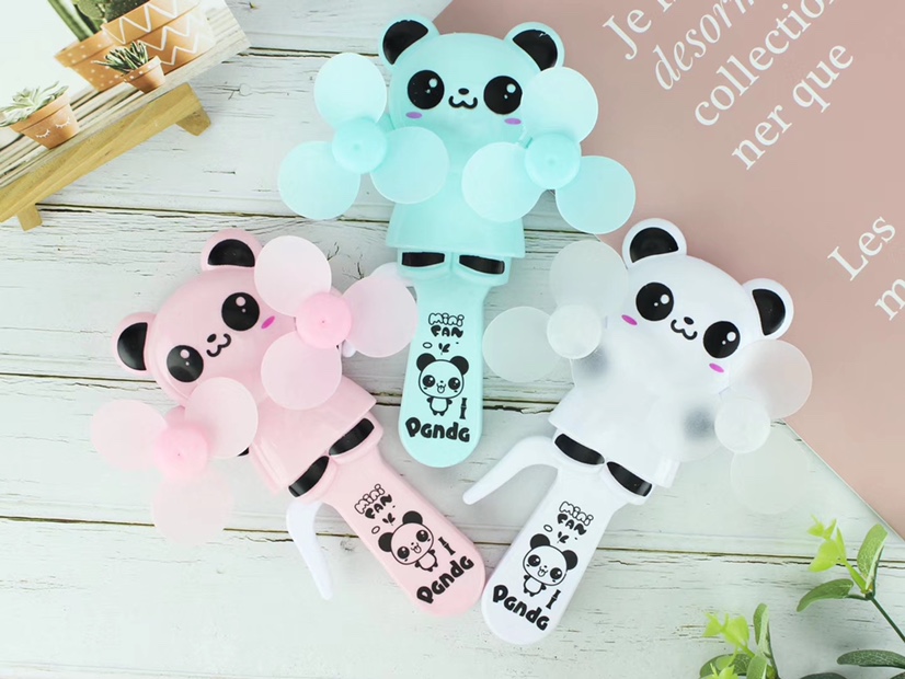 Hot-selling small-sized panda double-head hand pressure fans are selling well at street stalls Specification image