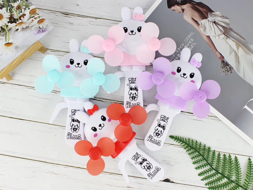 Hot-selling small-sized rabbit double-head hand pressure fans and handheld mini hand pressure fans are selling well at street stalls Specification image