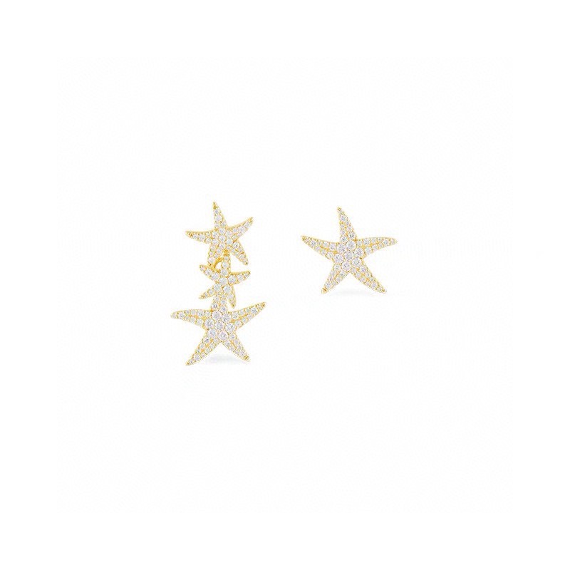 A new starfish star asymmetric earring stud earrings delicate small earrings super Fairy temperament fresh 2805 bar code price 72 thumbnail