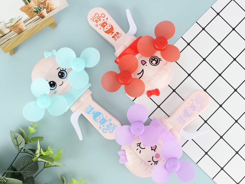 Hot-selling small-sized double-headed cute girl double-headed hand pressure fan, hand-held hand pressure fan is selling well at the street stall Item Picture