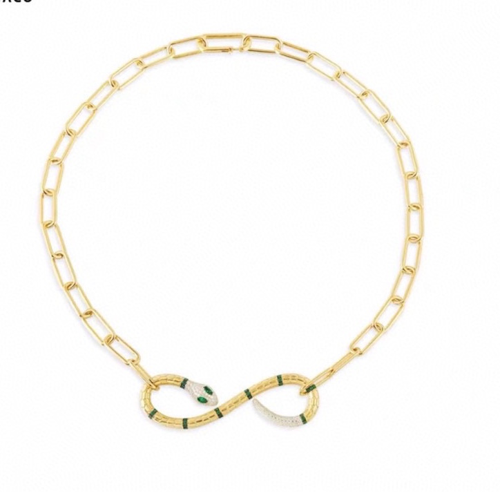 A Female D183 golden snakeskin collar necklace with short clavicle chain 128 price thumbnail