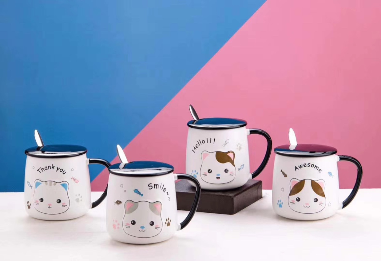 Home and office water cups, gift cups, the same style as the popular Douyin household macaron girl ceramic children's set, home breakfast cups, coffee sets