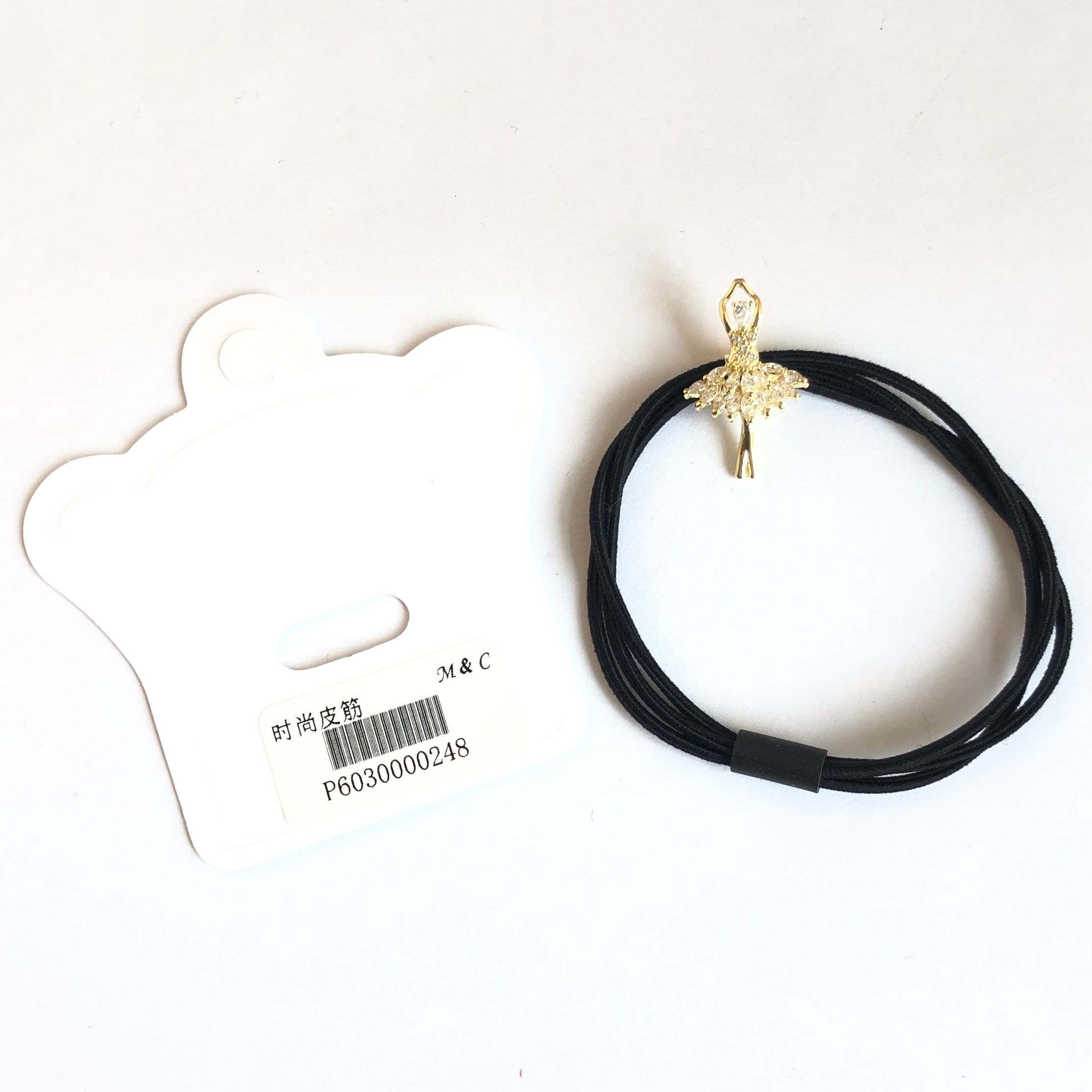 Korean version of the fashionable diamond-encrusted dancing little girl with three nylon black rubber bands