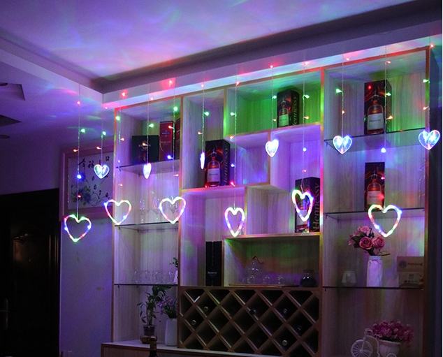 爱心窗帘灯3米厂家直供LED心型造型灯大小爱心窗帘灯房间布置装饰灯彩灯串批发详情图7