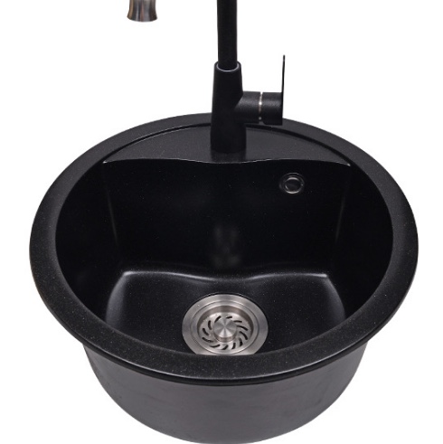 Quartz stone tank single round JL146 Diamond black
