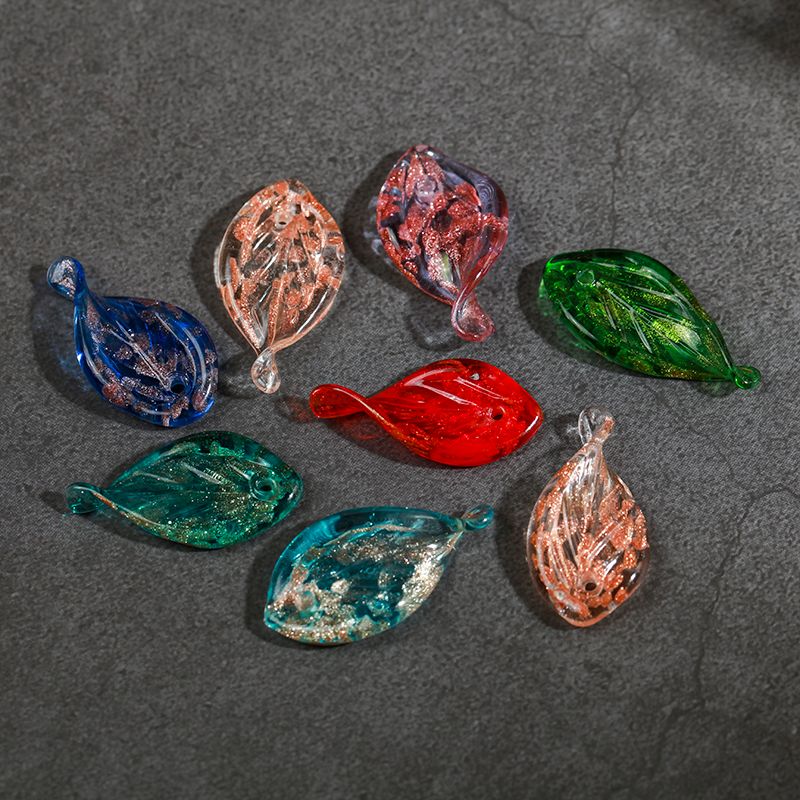 金沙琉璃树叶捷克琉璃珠子日式散珠diy手工材料发簪耳坠饰品配件