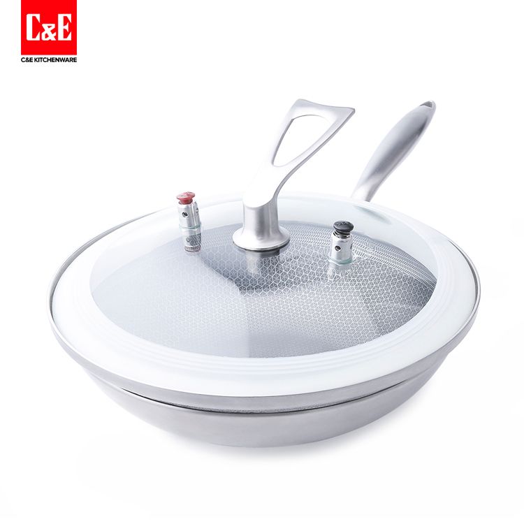 New honeycomb stainless steel pan non-stick micro pressure wok induction cooker of Yiwu Selection C&E creative kitchen utensils general thumbnail
