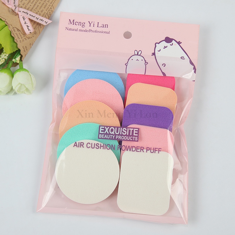 10 pieces of high-quality, round and square colored cotton pads for makeup