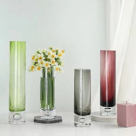 Modern and simple straight-bottomed bubble transparent glass vases, thickened flower arrangements, hydroponic flower vases, decorative table ornaments, factory direct sales and wholesale