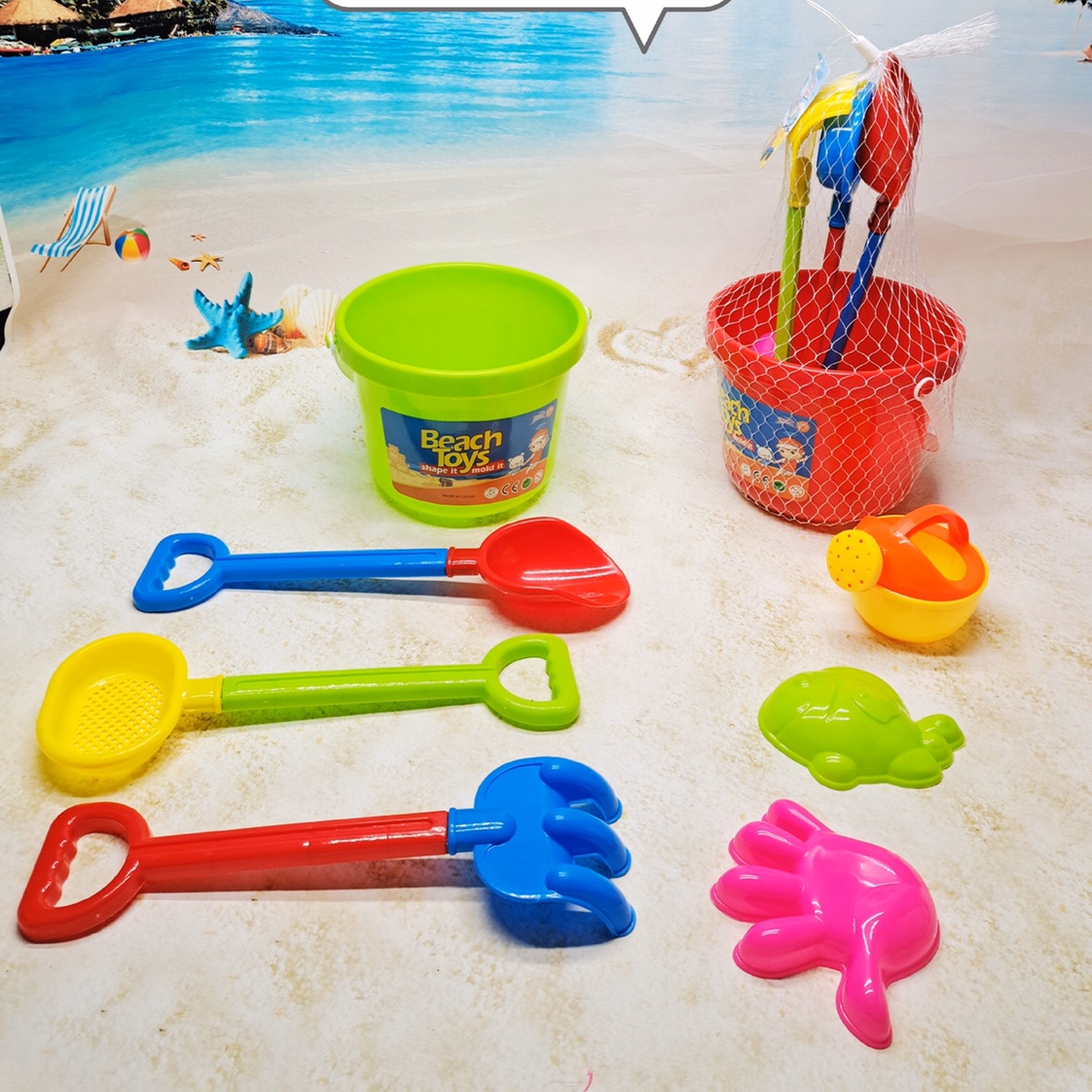 Children's beach toy set Baby playing with water hourglass sand dredging cassia large shovel beach bucket tool 688-57C thumbnail