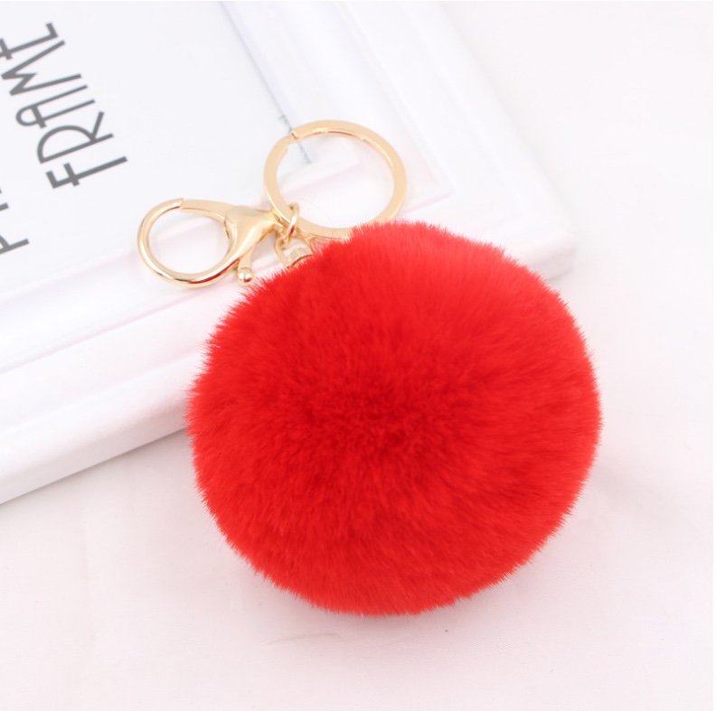 8cm fur ball key chain pendant imitate Rex rabbit hair pendant creative car pendant fur bag pendant thumbnail