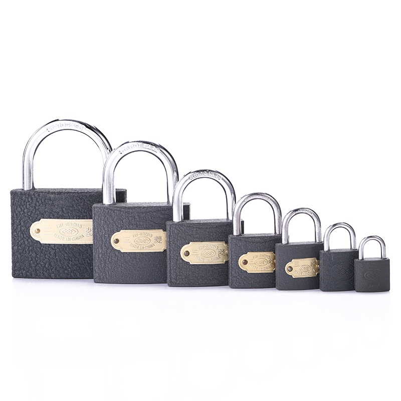 tri-rhomm 32MM灰色铁挂锁，有铁芯，铜芯，铜皮铁芯，铜头铁芯，纸盒包装，三个钥匙