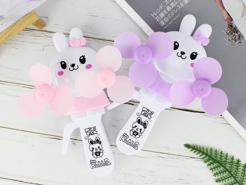 Hot-selling small-sized rabbit double-head hand pressure fans and handheld mini hand pressure fans are selling well at street stalls Item Picture