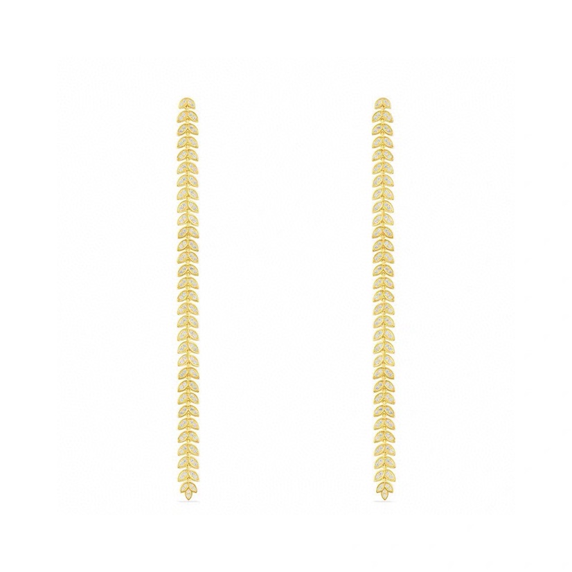 A Palm leaf tassel earrings Female Super Fairy long earrings 925 sterling silver leaf temperament wheat ear ornaments Ins the same long 2545A bar code price 172 thumbnail