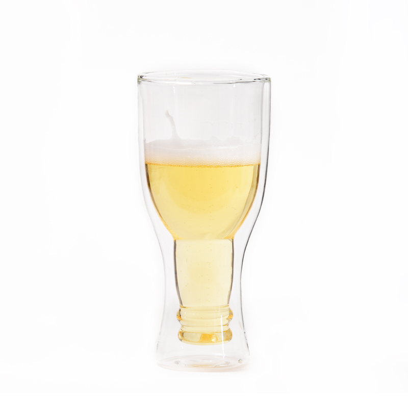 创意倒置酒瓶玻璃杯 倒置啤酒造型玻璃杯 3D双层隔热啤酒玻璃杯详情图4