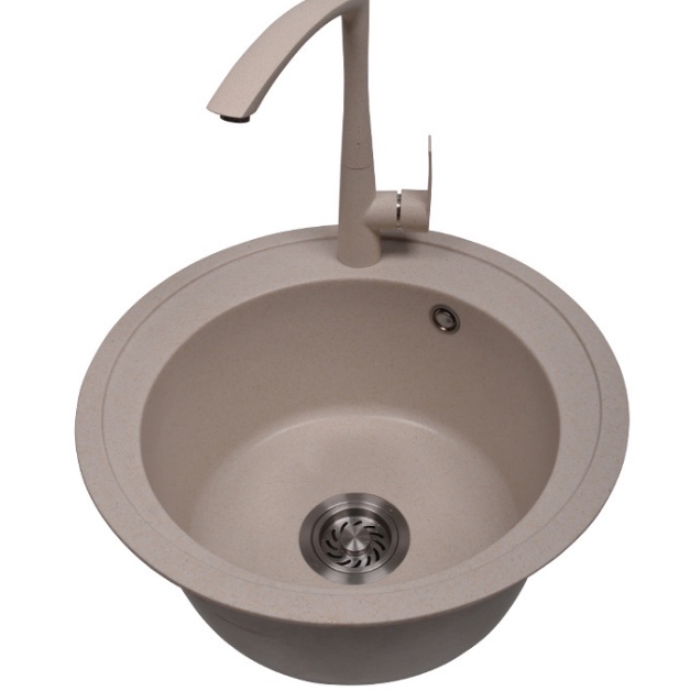 Quartz stone sink single round JL151 osmanthus yellow
