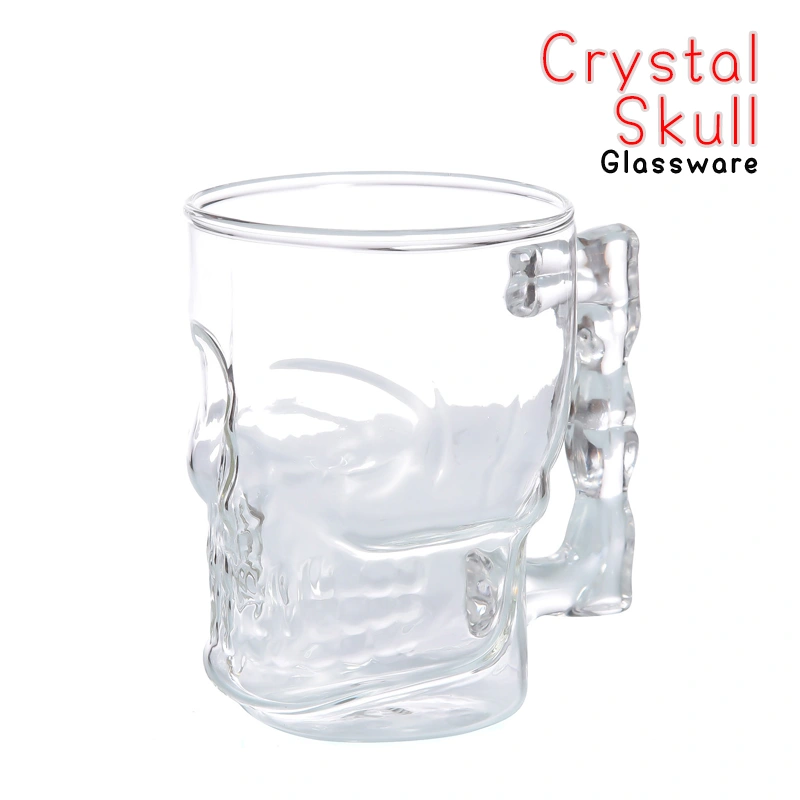 Large skull wine bottle glass, large crystal skull glass, creative skull handle beer glass detail image 4