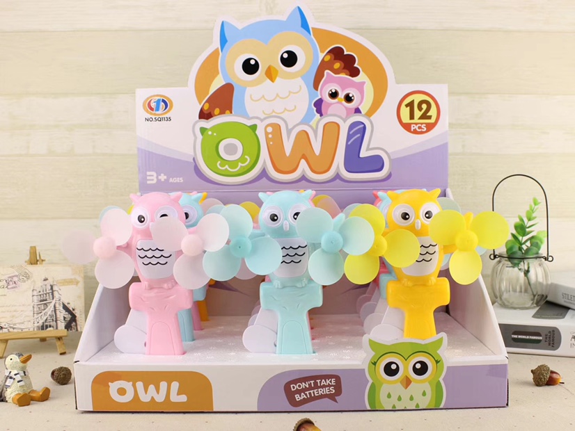 Hot-selling owl double-head mini hand pressure fans, hand-held hand pressure fans, and children's double-head hand pressure fans are selling well at street stalls details Picture