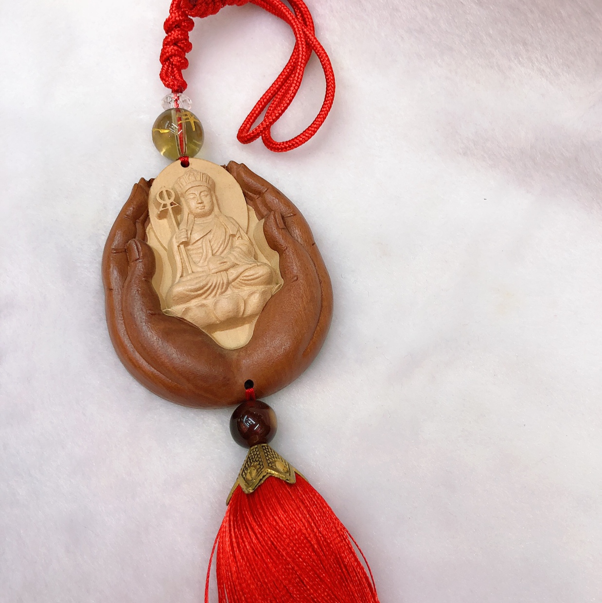Creative handrope, rosewood and boxwood carved underground pendant.