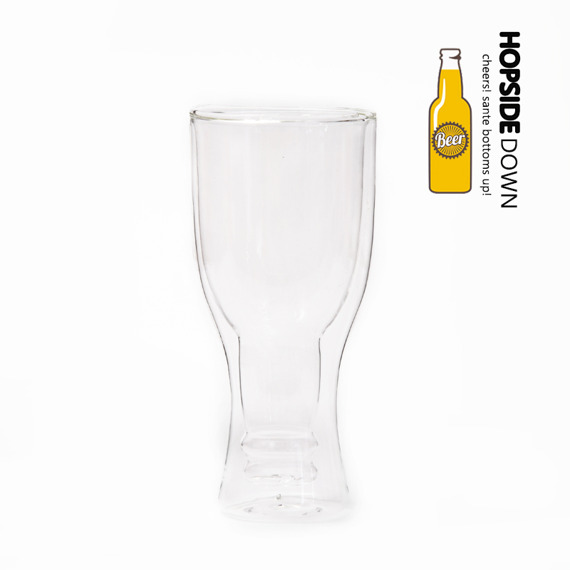 创意倒置酒瓶玻璃杯 倒置啤酒造型玻璃杯 3D双层隔热啤酒玻璃杯详情图1