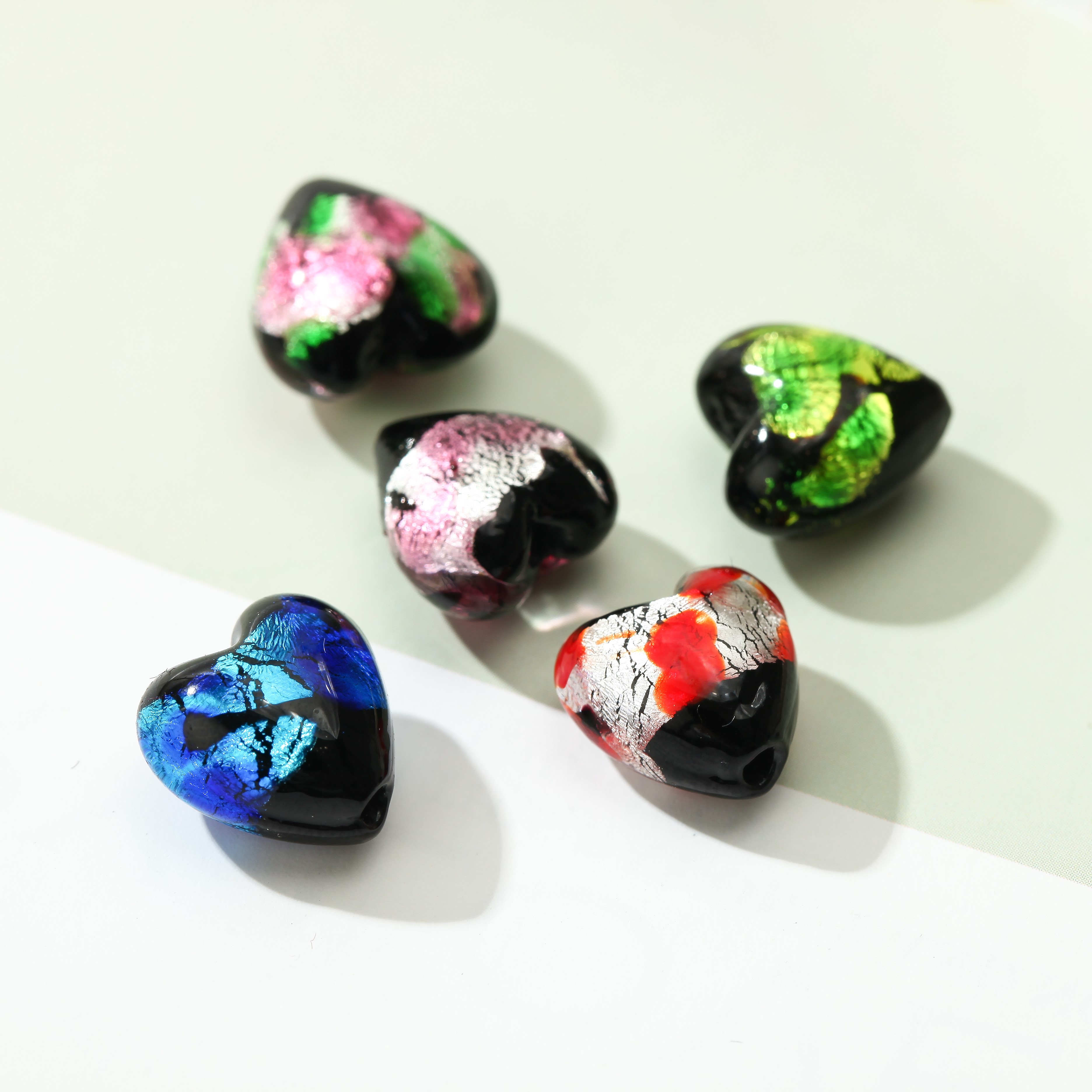 Lámina de color de corazón ojal 10/12MM corazón de melocotón estilo japonés puntos de color ojal perlas soltadas DIY accesorios detail image 4