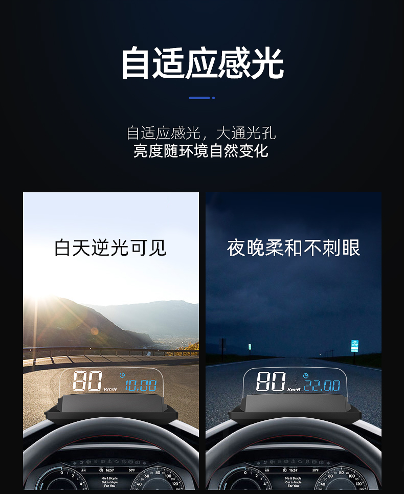 车载HUD抬头显示器汽车通用高清车速数字悬浮投影仪智能OBD车电脑详情图14