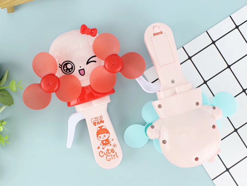 Hot-selling small-sized double-headed cute girl double-headed hand pressure fan, hand-held hand pressure fan is selling well at the street stall undefined