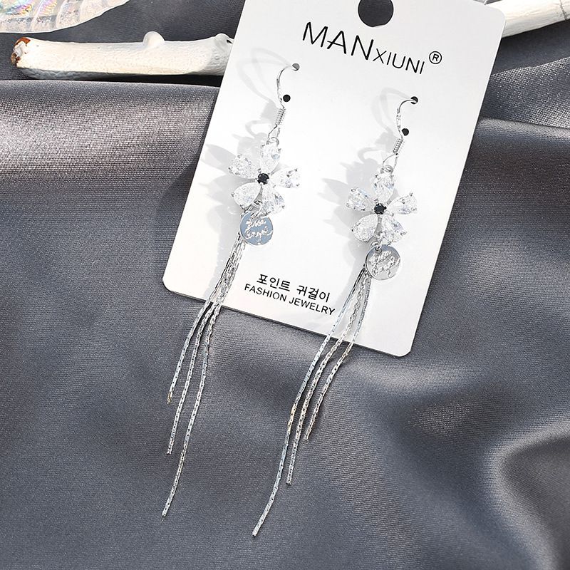 S925银针长款气质流苏时尚韩版大脸显瘦耳饰简约女耳环厂家直销图