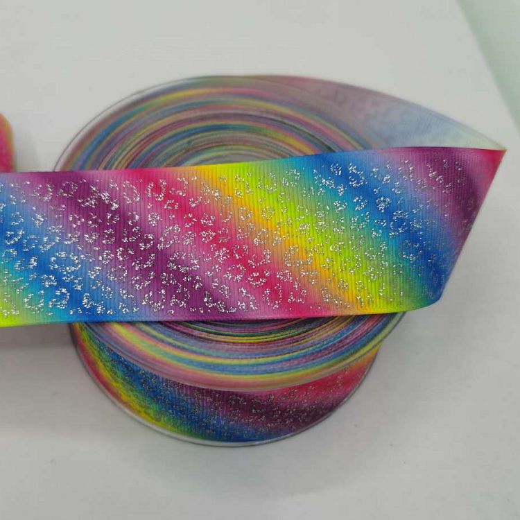 Webbing Ribbon Polyester Ribline Belt Heat Transfer Sprinkle Gold Silver Powder Manufacturers Direct Webbing Custom Spot Wholesale