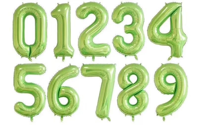Large green digital aluminum balloon