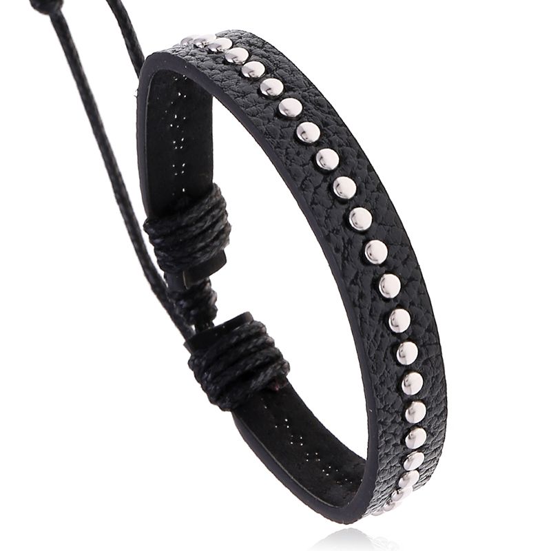 Aliexpress Wish sells European and American jewelry, simple woven leather bracelet manufacturers sell punk PU bracelet jewelry directly thumbnail