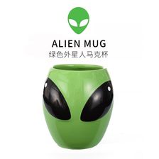 ALIEN外星人陶瓷杯 创意绿色外星人马克杯 神秘外星人陶瓷咖啡杯