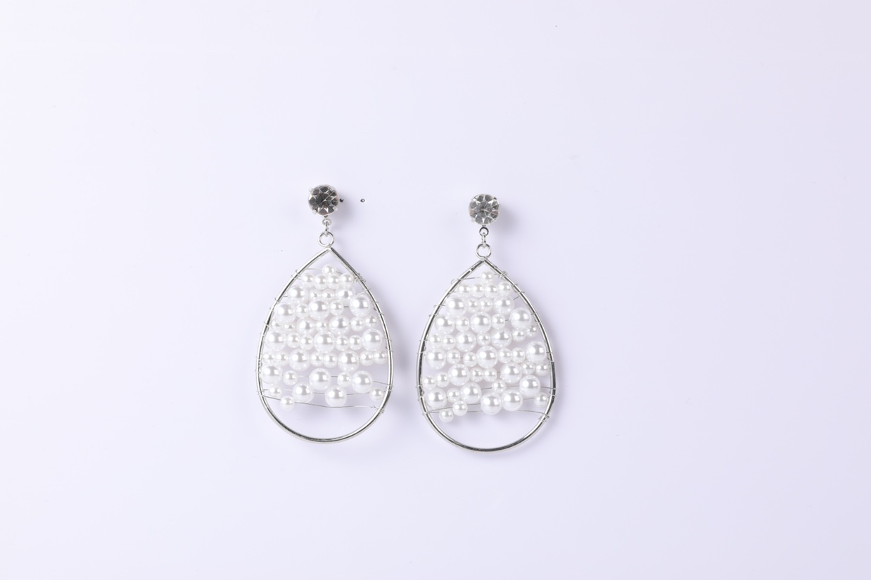 Korean-style handcrafted earrings, pearl wound water drop, with a unique charm. -12 Specification image