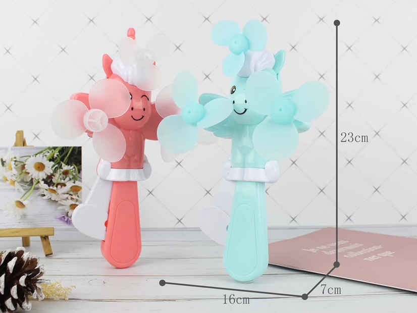 The three-head unicorn hand-pressed mini fan is selling well at the street stall Item Picture